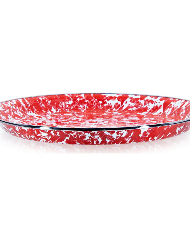 RD01 - Red Swirl Large Tray - Golden Rabbit Enamelware