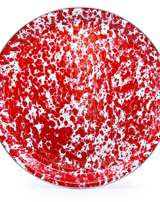 RD01 - Red Swirl Large Tray - Golden Rabbit Enamelware