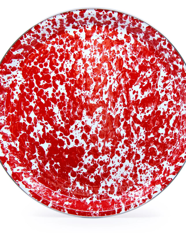 RD01 - Red Swirl Large Tray - Golden Rabbit Enamelware