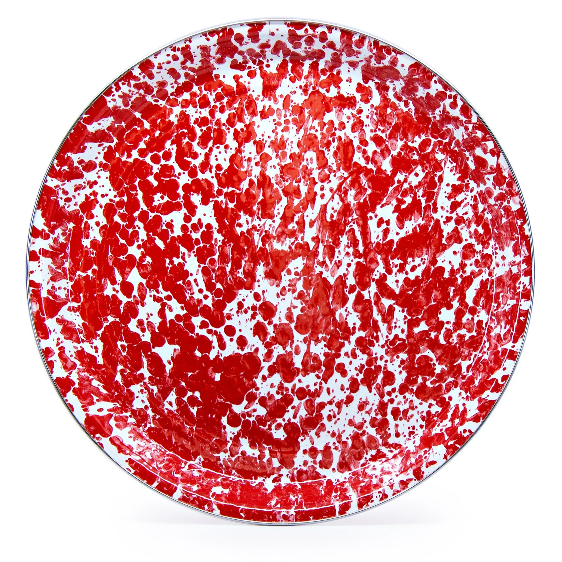 RD01 - Red Swirl Large Tray - Golden Rabbit Enamelware