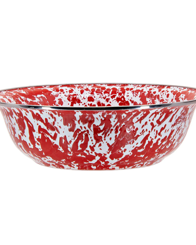 RD03 - Red Swirl Serving Bowl - Golden Rabbit Enamelware