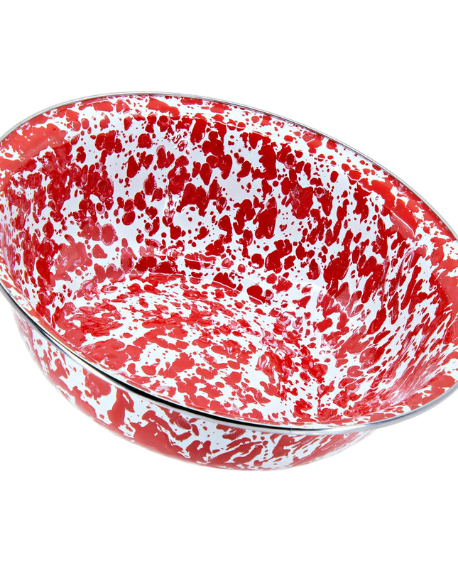 RD03 - Red Swirl Serving Bowl - Golden Rabbit Enamelware