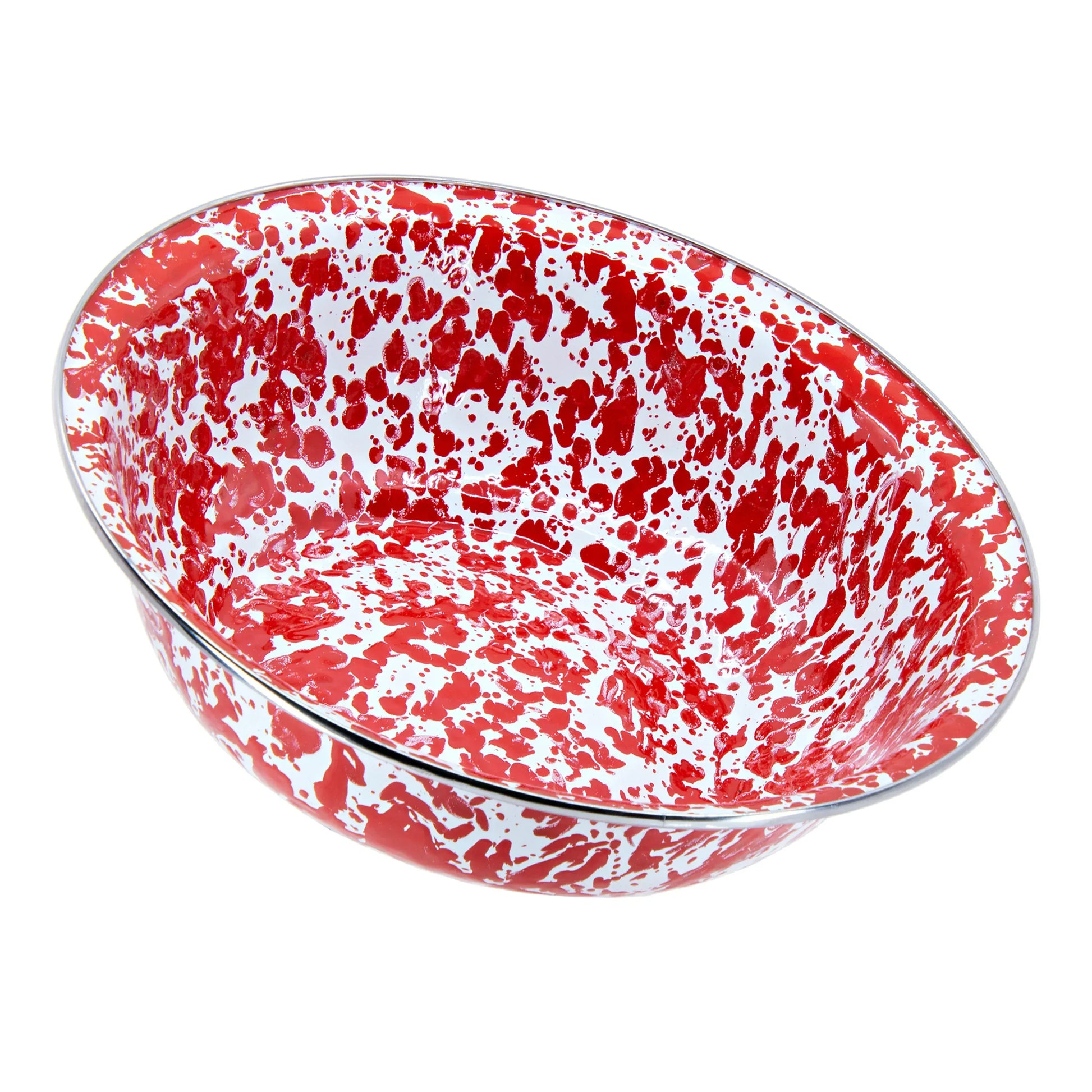 RD03 - Red Swirl Serving Bowl - Golden Rabbit Enamelware