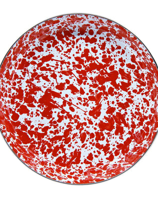 RD04S4 - Red Swirl Pasta Plates - Set of 4 - Golden Rabbit Enamelware