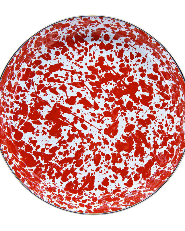 RD04S4 - Red Swirl Pasta Plates - Set of 4 - Golden Rabbit Enamelware