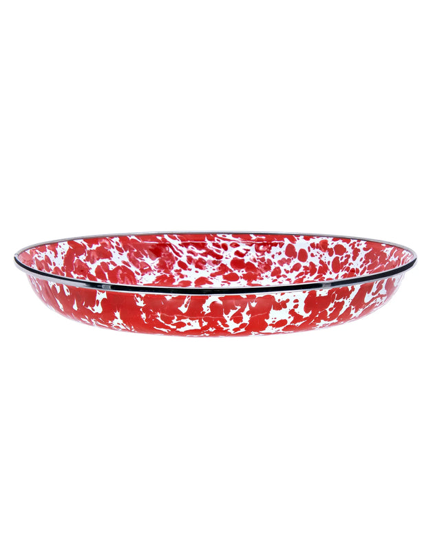RD04S4 - Red Swirl Pasta Plates - Set of 4 - Golden Rabbit Enamelware