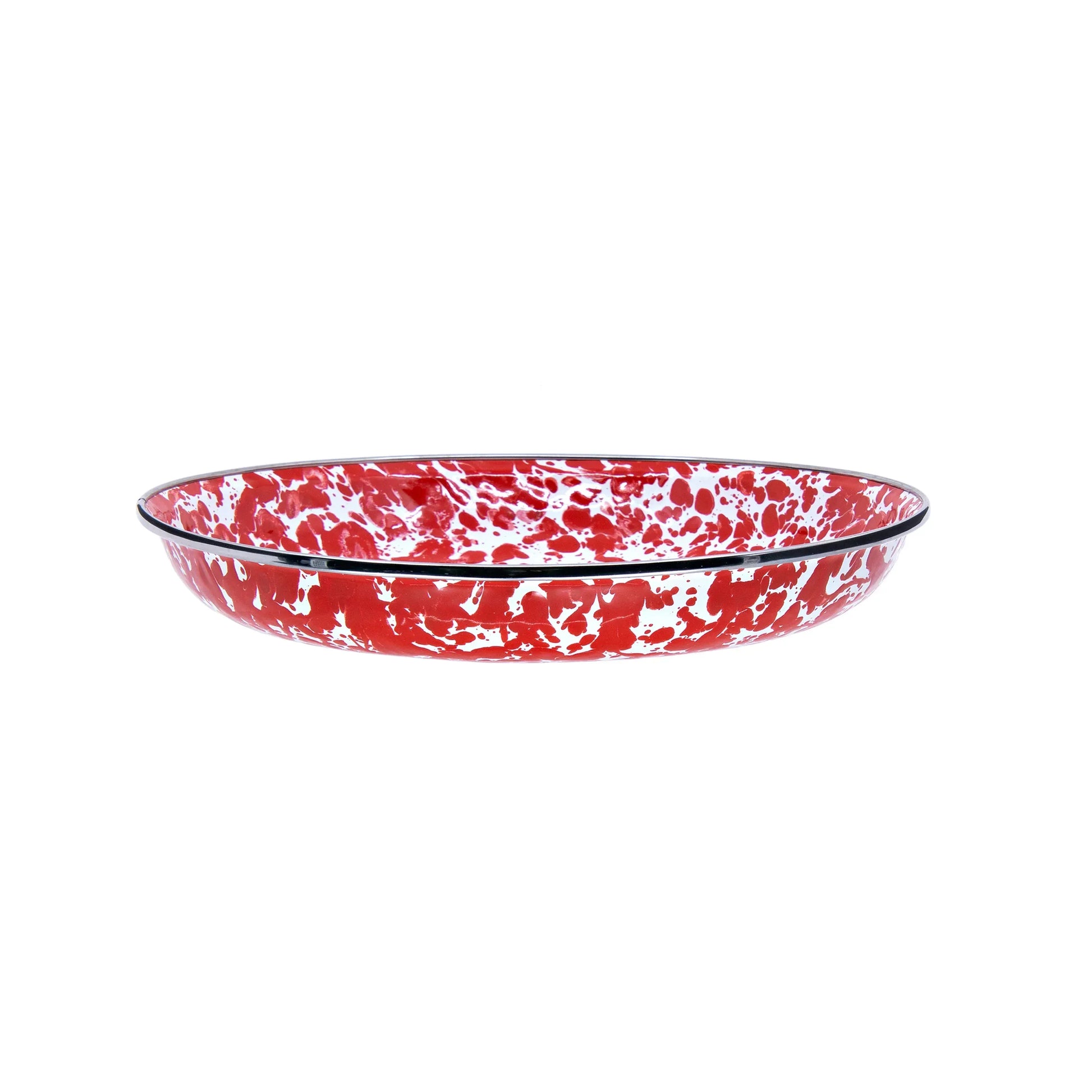 RD04S4 - Red Swirl Pasta Plates - Set of 4 - Golden Rabbit Enamelware