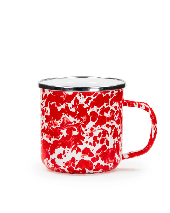 RD05S4 - Red Swirl 12 oz Mugs - Set of 4 - Golden Rabbit Enamelware
