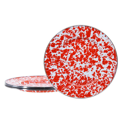 RD07S4 - Set of 4 Red Swirl Dinner Plates  Primary Image
