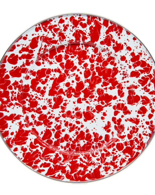 RD07S4 - Red Swirl Dinner Plates - Set of 4 - Golden Rabbit Enamelware