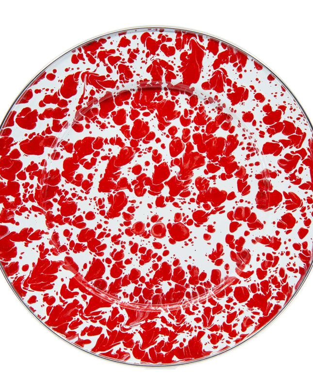 RD07S4 - Red Swirl Dinner Plates - Set of 4 - Golden Rabbit Enamelware