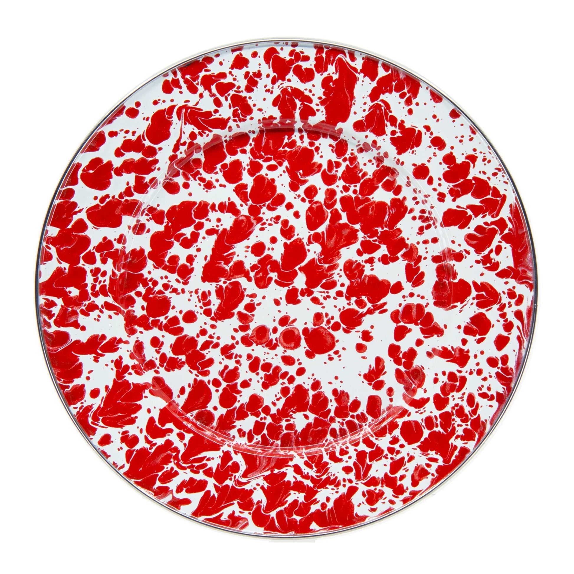 RD07S4 - Red Swirl Dinner Plates - Set of 4 - Golden Rabbit Enamelware
