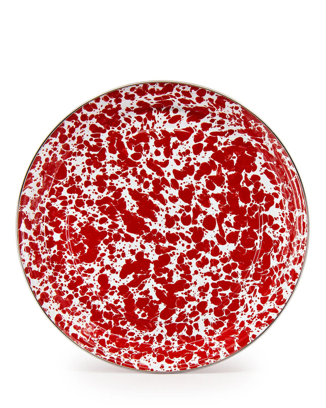RD08 - Red Swirl Small Saute Pan - Golden Rabbit Enamelware