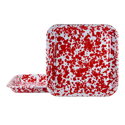 RD09S2 - Set of 2 Red Swirl Square Trays - Image