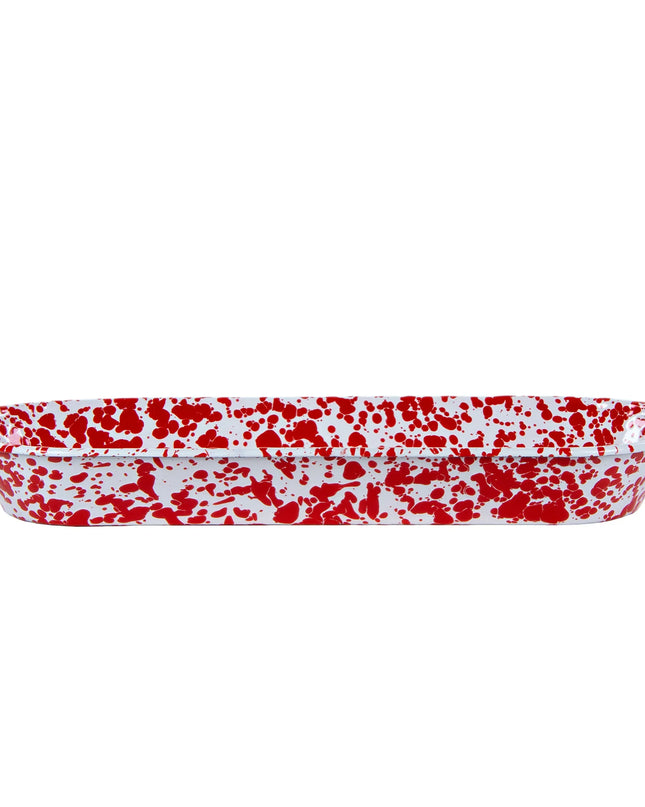 RD10 - Red Swirl Oval Basket - Golden Rabbit Enamelware