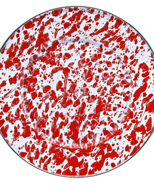 RD11S4 - Red Swirl Sandwich Plates - Set of 4 - Golden Rabbit Enamelware