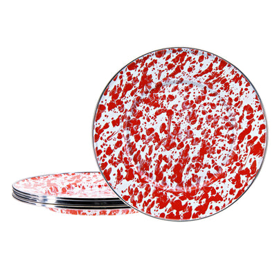 RD11S4 - Set of 4 Red Swirl Sandwich Plates - Image