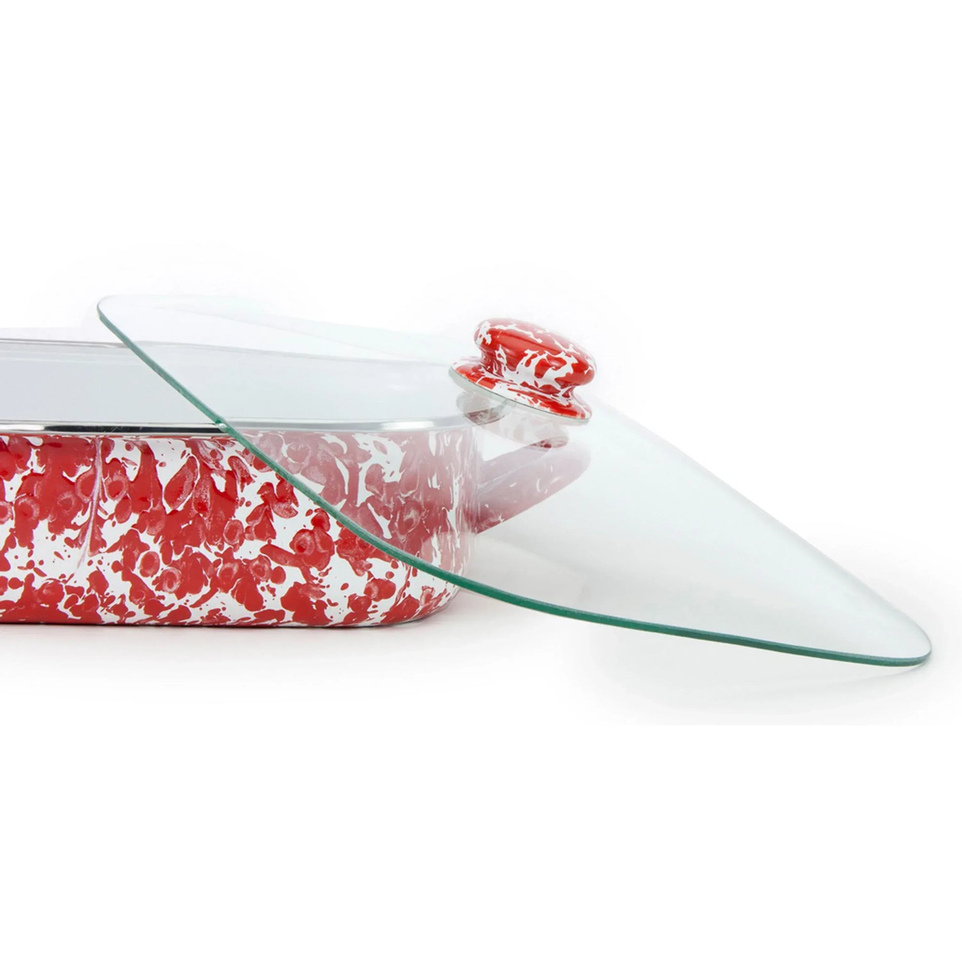 RD15 - Red Swirl Roasting Pan - Golden Rabbit Enamelware