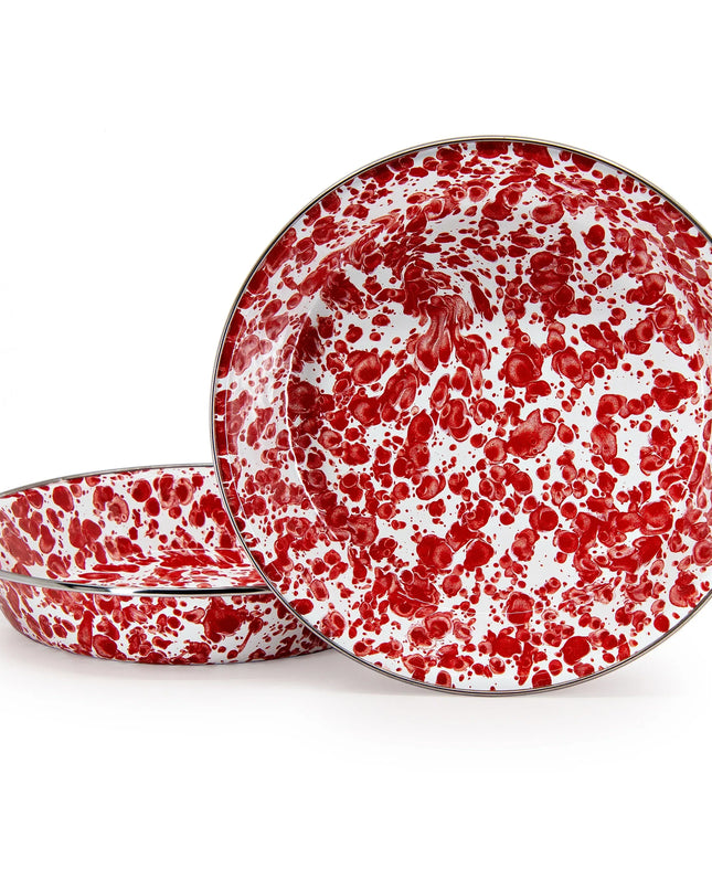 RD17 - Red Swirl Pie Plate - Golden Rabbit Enamelware