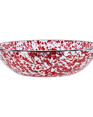 RD18 - Red Swirl Catering Bowl - Golden Rabbit Enamelware