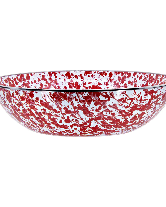 RD18 - Red Swirl Catering Bowl - Golden Rabbit Enamelware