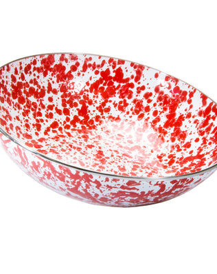 RD18 - Red Swirl Catering Bowl - Golden Rabbit Enamelware