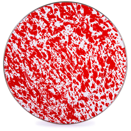 RD26S2 - Red Swirl Chargers - Set of 2 - Golden Rabbit Enamelware