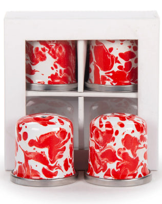 RD37 - Red Swirl Salt & Pepper - Golden Rabbit Enamelware