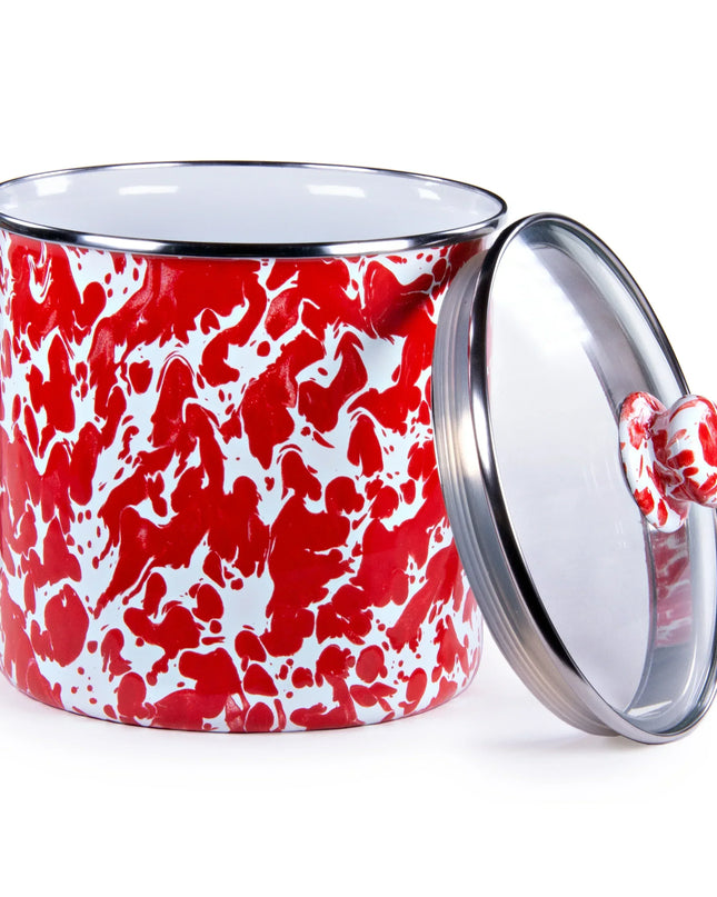 RD38 - Red Swirl Canister - Golden Rabbit Enamelware