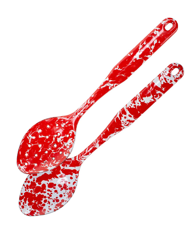 RD48 - Red Swirl Spoon Set - Golden Rabbit Enamelware