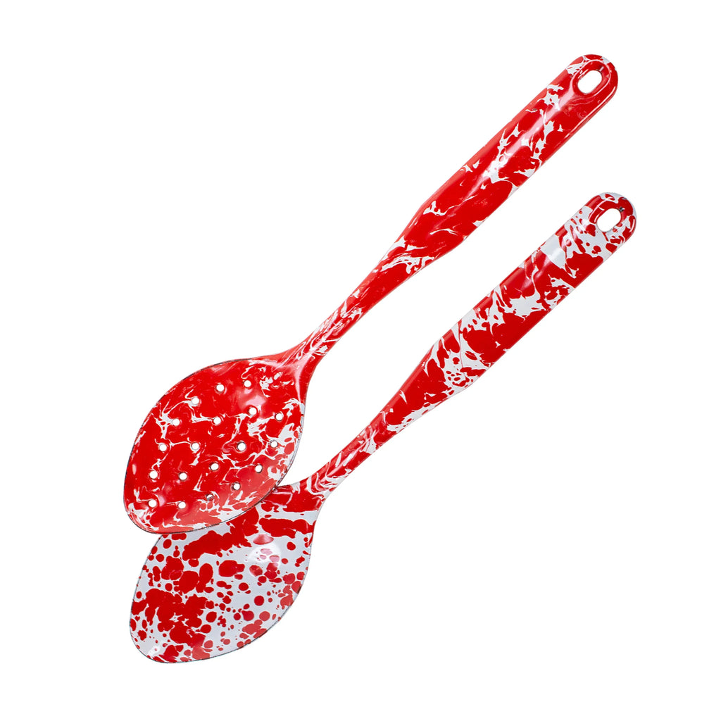 RD48 - Red Swirl Spoon Set - UPC 619199487563 – Golden Rabbit Enamelware