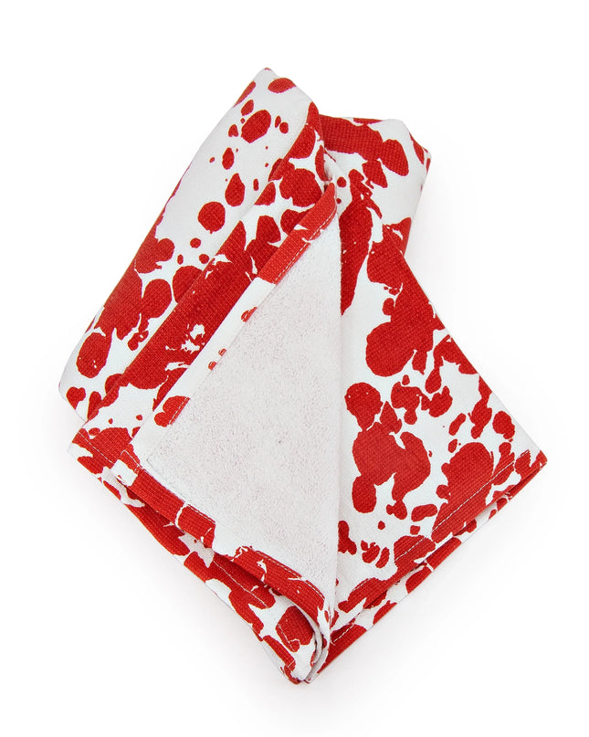 RD52 - Red Swirl Kitchen Towel Set - of 2 - Golden Rabbit Enamelware