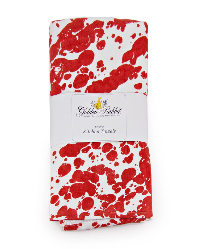 RD52 - Red Swirl Kitchen Towel Set - of 2 - Golden Rabbit Enamelware