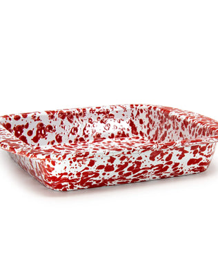 RD53 - Red Swirl Brownie Pan - Golden Rabbit Enamelware