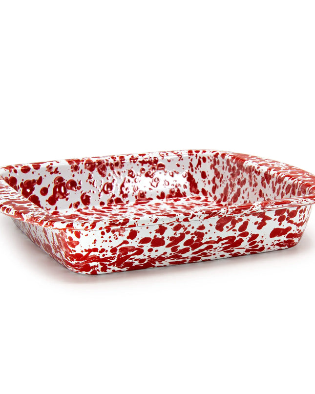RD53 - Red Swirl Brownie Pan - Golden Rabbit Enamelware