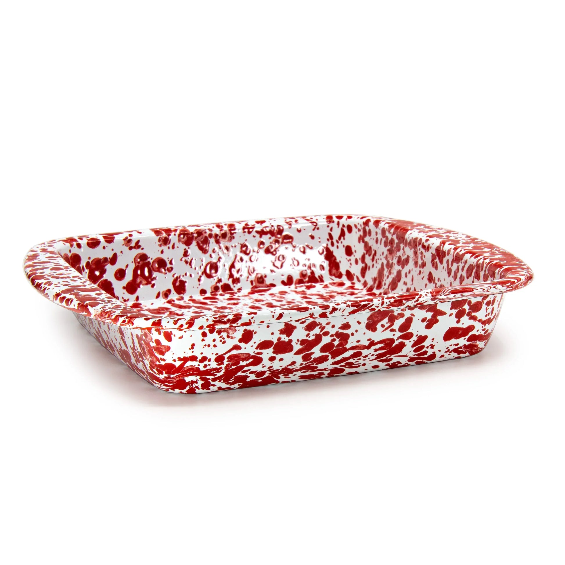 RD53 - Red Swirl Brownie Pan - Golden Rabbit Enamelware