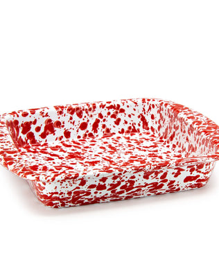 RD53 - Red Swirl Brownie Pan - Golden Rabbit Enamelware