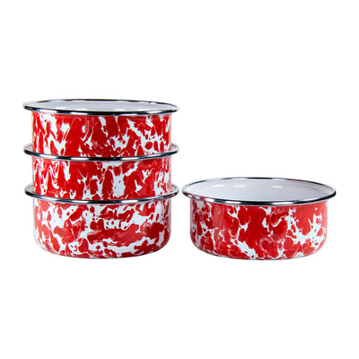 RD60S4 - Set of 4 Red Swirl Soup Bowls - Image