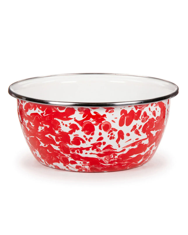 RD61S4 - Red Swirl Salad Bowls - Set of 4, Red - Golden Rabbit Enamelware