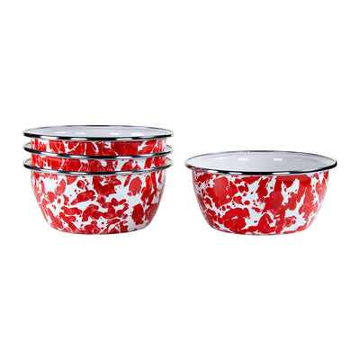 RD61S4 - Set of 4 Red Swirl Salad Bowls - Image