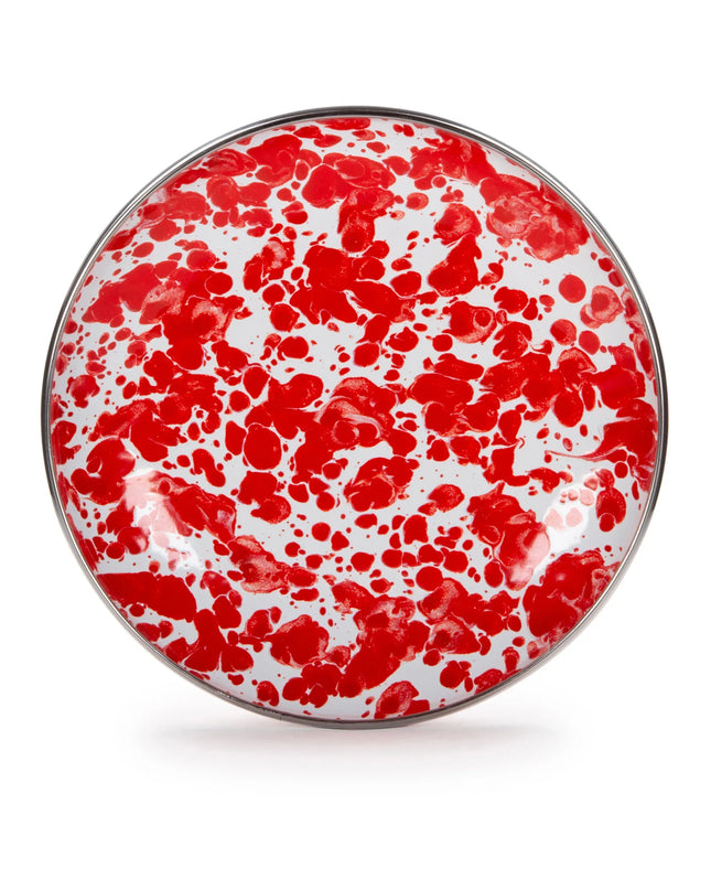 RD62S4 - Red Swirl Appetizer Plates- Set of 4 - Golden Rabbit Enamelware