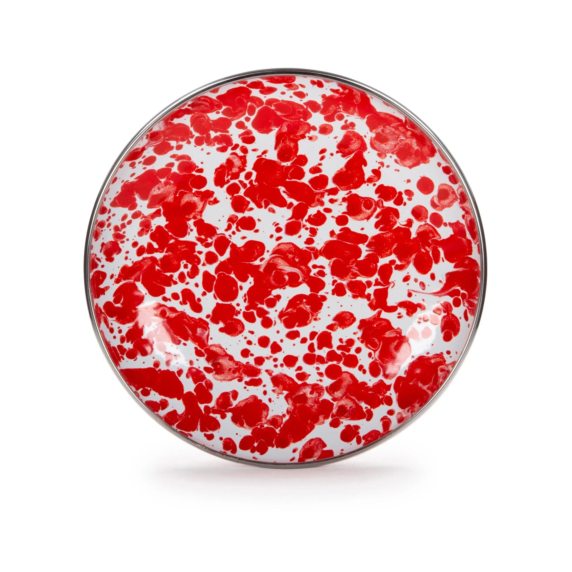RD62S4 - Red Swirl Appetizer Plates- Set of 4 - Golden Rabbit Enamelware