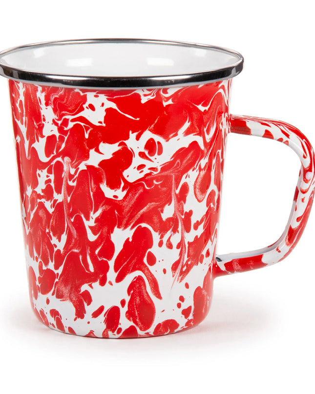 RD66S4 - Red Swirl 16 oz Latte Mugs - Set of 4 - Golden Rabbit Enamelware