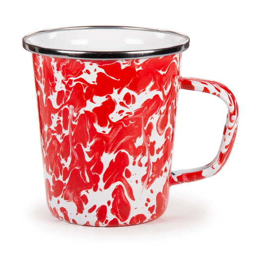 RD66S4 - Red Swirl 16 oz Latte Mugs - Set of 4 - Golden Rabbit Enamelware