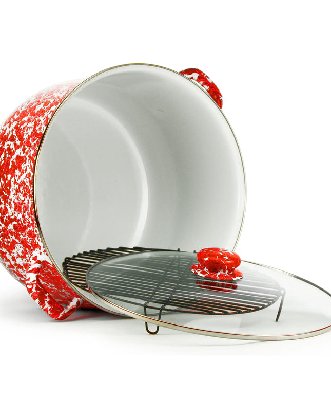 RD75 - Red Swirl 18 Qt Stock - Golden Rabbit Enamelware