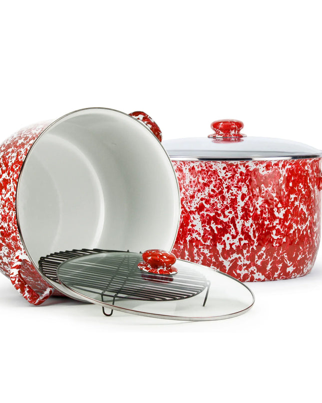 RD75 - Red Swirl 18 Qt Stock - Golden Rabbit Enamelware