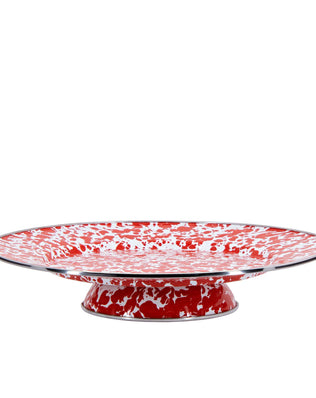 RD76 - Swirl Cake Plate, Red - Golden Rabbit Enamelware