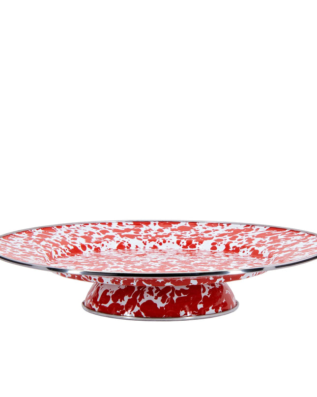RD76 - Swirl Cake Plate, Red - Golden Rabbit Enamelware