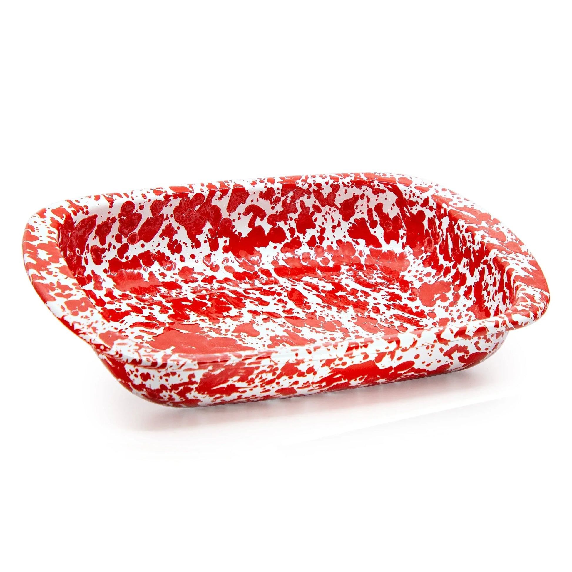 RD78 - Red Swirl Baking Pan - Golden Rabbit Enamelware