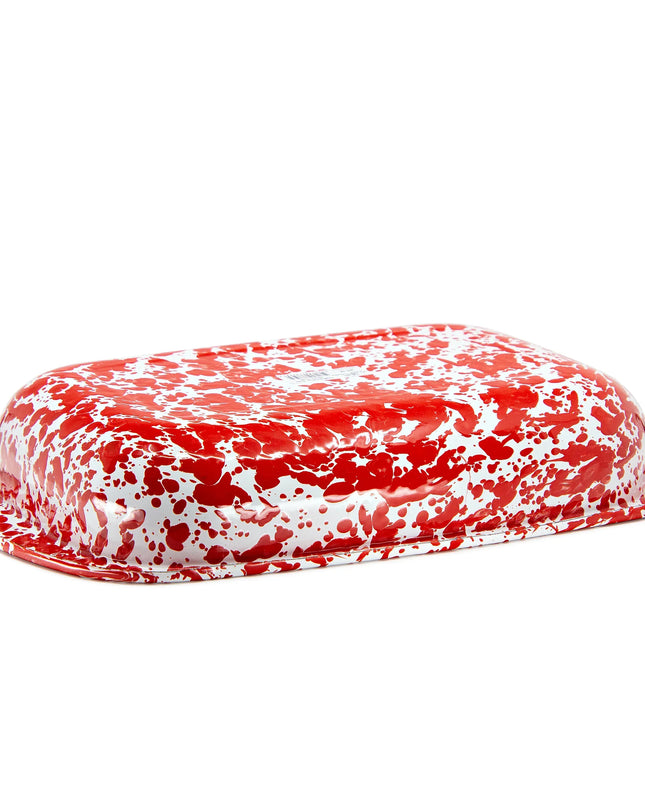RD78 - Red Swirl Baking Pan - Golden Rabbit Enamelware